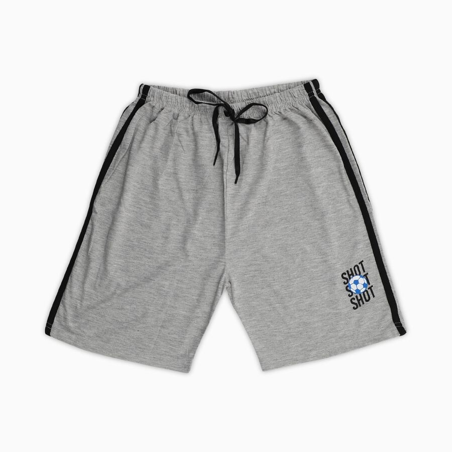 Boys Light Heather Grey Side Striped Bermuda Shorts, Melange Light Grey, large image number null